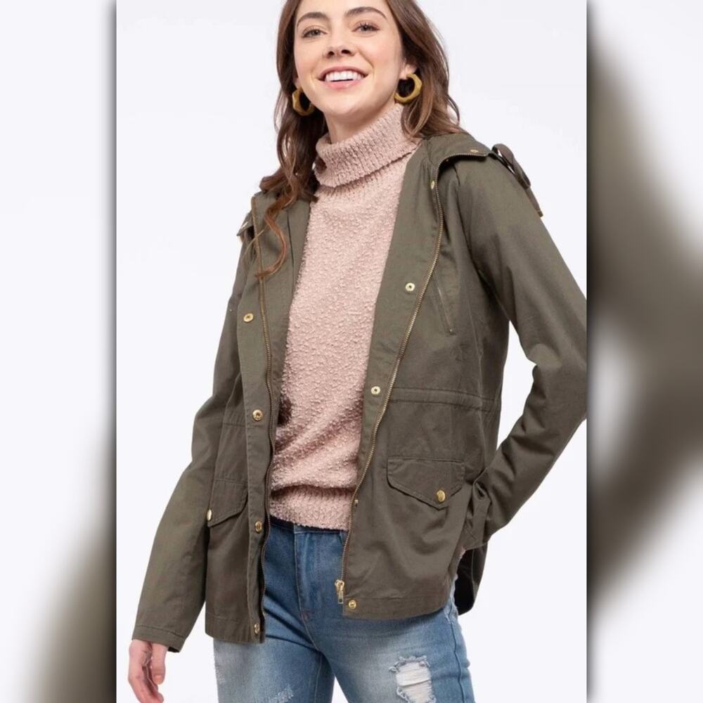 A321-B • Olive Hooded Utility Jacket